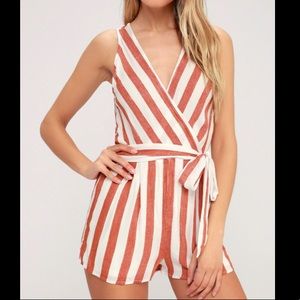 Lulus Pier Pleasure Red and White Striped Romper